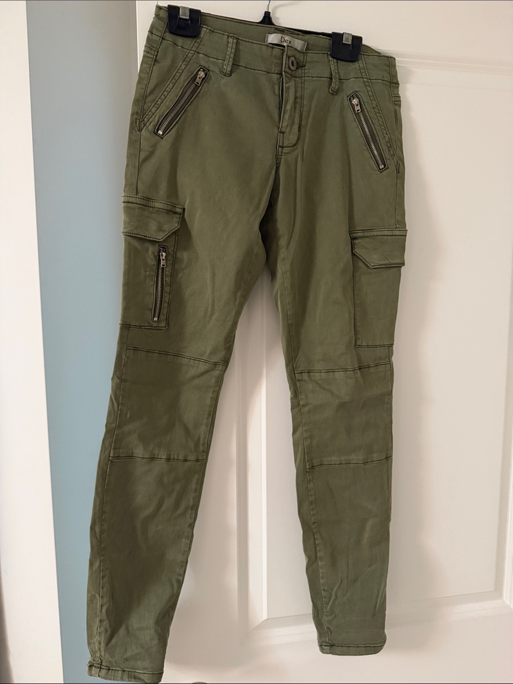 Dex Olive Green Cargo Pants with Zip & Flap Pockets